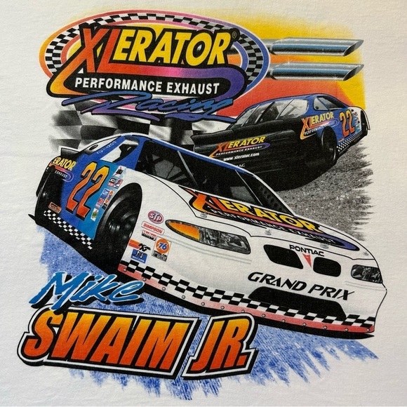Vintage XLerator Mike Swaim Jr. Nascar Heavyweight T-shirt White Size XL - Picture 1 of 15